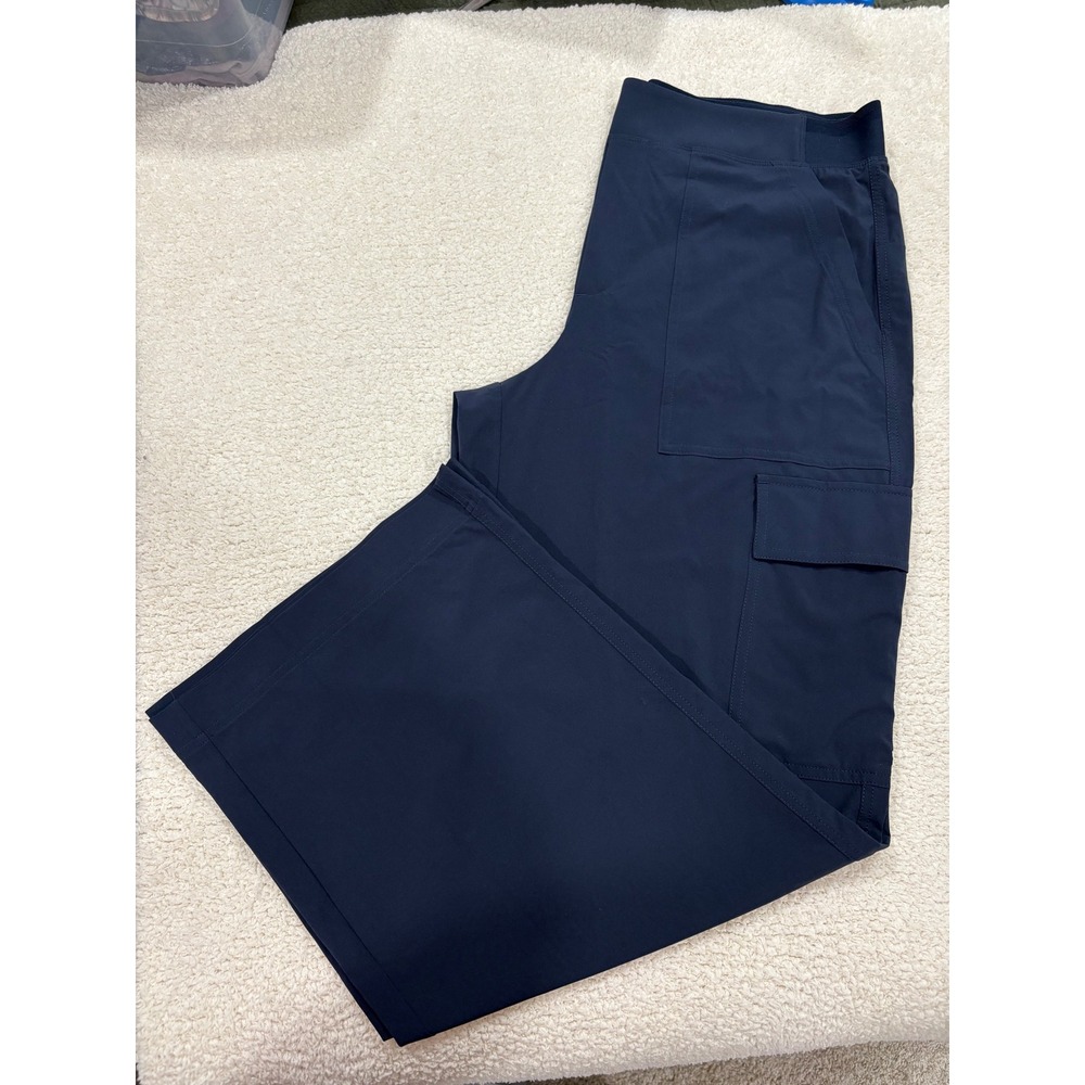 Athleta Brooklyn Heights High Rise Cargo Pant Wide Leg 30" Navy Size 14 - Picture 1 of 9